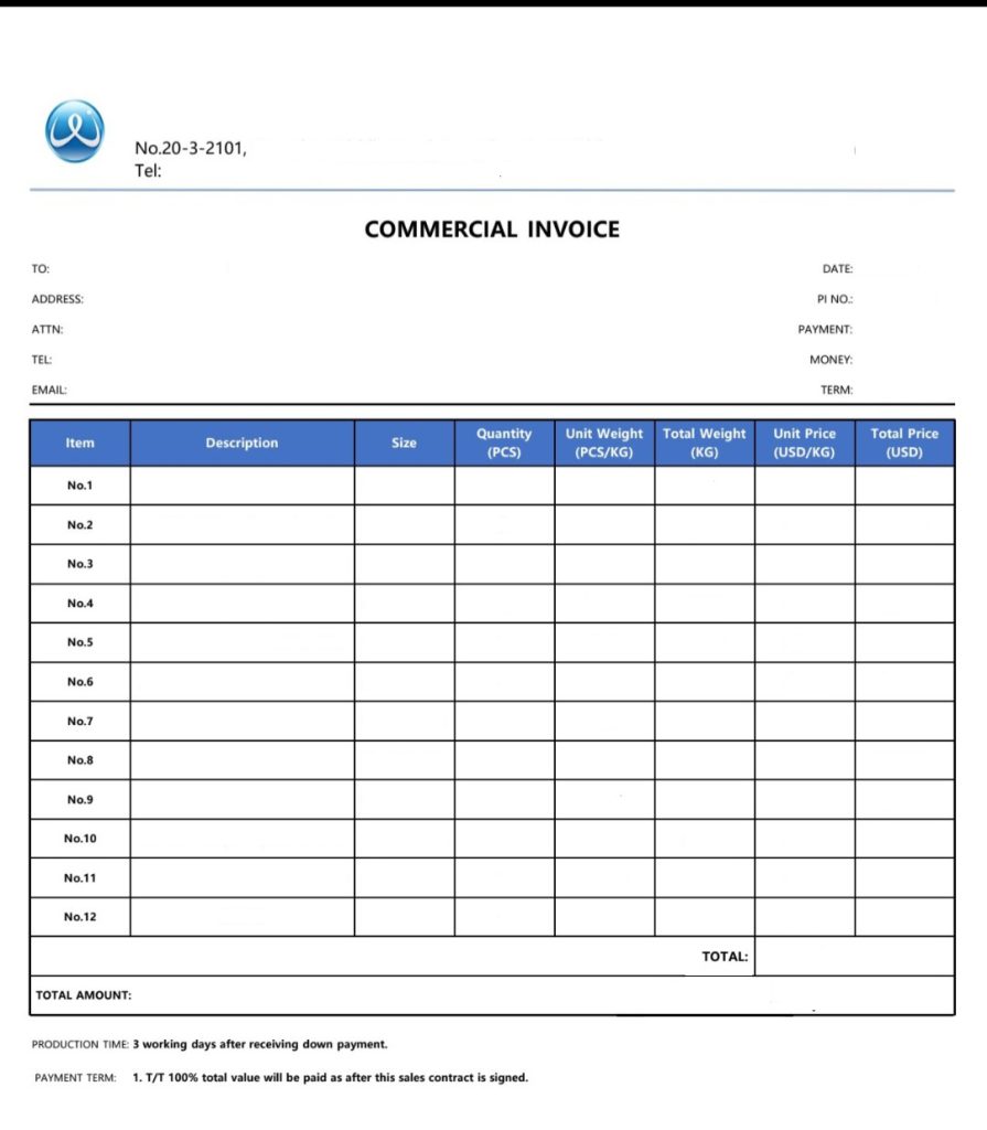 فرم خام اینویس invoice